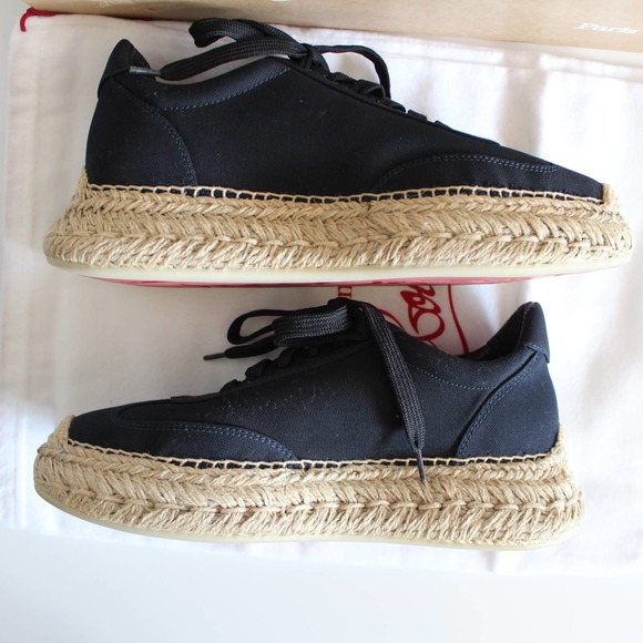 Christian Louboutin Espasneak Navy Canvas Low-Top Espadrille Sneakers - Picture 9 of 16